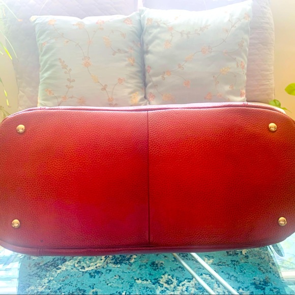 ✨Vincenzo Leather✨ Red Embossed Italian Leather Satchel w/Dusk Bag - Picture 8 of 12
